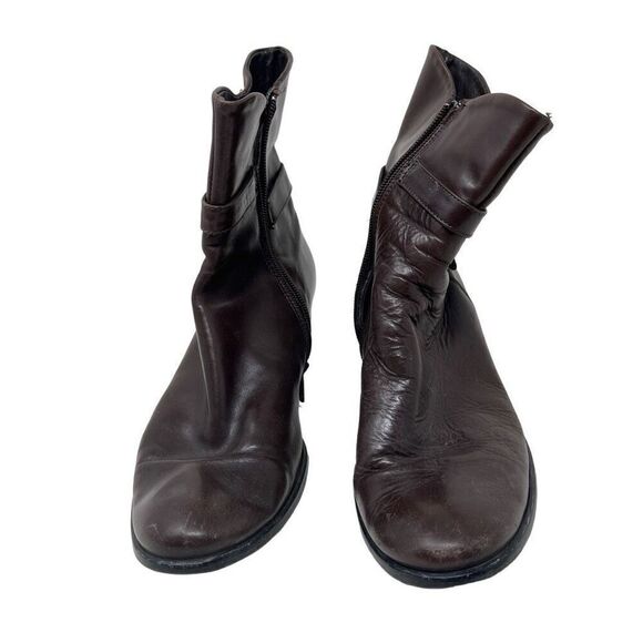 Arnold Churgin Womens Double Buckle Leather Side Zip Riding Boots Brown Size 41 - Picture 3 of 10